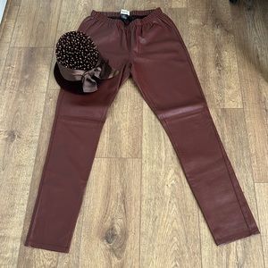 Neiman Marcus Burgandy Real Leather Pants size Medium